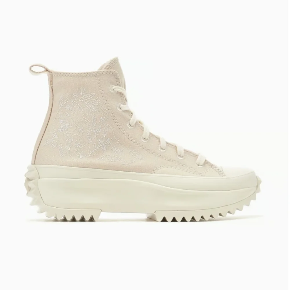 Converse Run Star Hike Platform Embroidered Floral - Natural Ivory/Egret/White